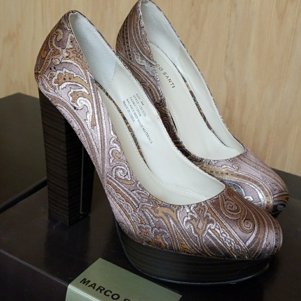 Marco Santi Cecelia platform brocade heels 8